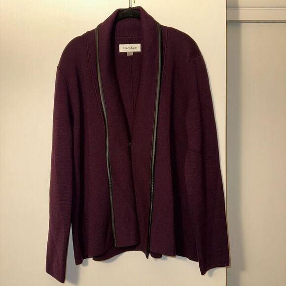 Calvin Klein Women’s Plum Purple Cardigan Sweater XL NWOT - Picture 1 of 12